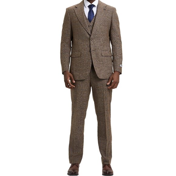 Brown Graph Check 3 Piece Stacy Adams men's Suit - Picture 5 of 5